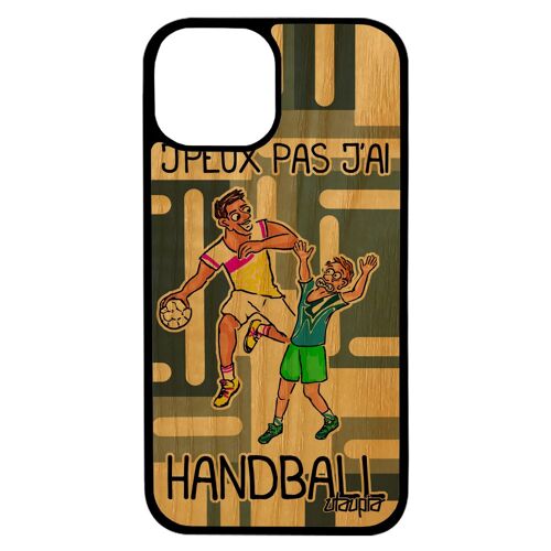 Coque Iphone 13 En Bois Silicone Humour J'peux Pas J'ai Handball Comique Texte Sport Telephone Drole Personnalisé Gris Hand De