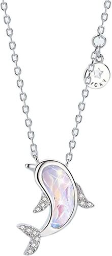 Collier Pendentif Pierre De Lune, Collier Dauphin, Pendentif Teardrop Fine Chain Délicate