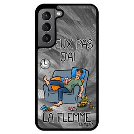 Coque De Protection Pour Samsung Galaxy S22+ Plus Silicone J'peux Pas J'ai La Flemme Bande Dessinée Je Humoristique Drole Texte Gris