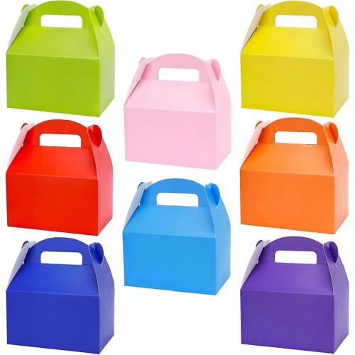 Rainbow Party Favor Gift Boxes 24pcs Thickened Paper Gable Treat Box, Colorful