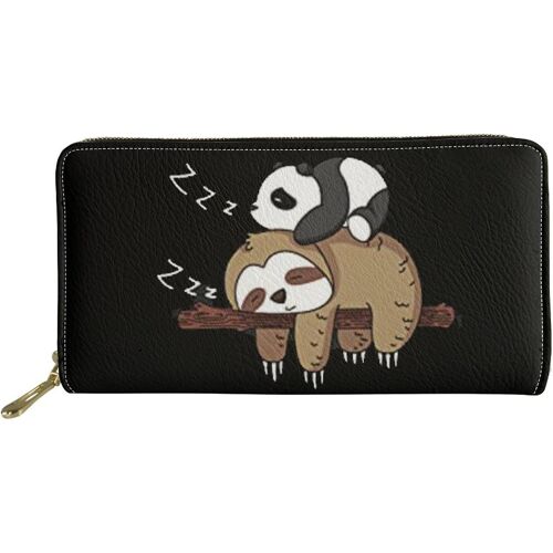 Paresseux et panda portefeuille zippé pour femmes et adolescents