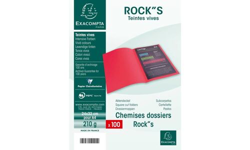 Exacompta Paquet De 100 Chemises Rock''s 210g 24x32cm Noir