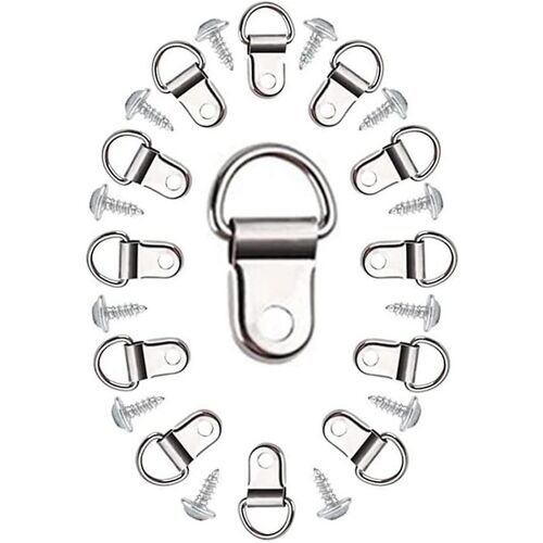 D Rings Picture Photo Cadre Crochets de suspension en acier inoxydable (paquet de 50)