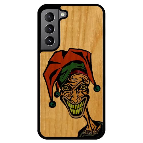 Coque Samsung S22 En Bois Silicone Joker Antichoc Drole Rigide Clown Motif Case Orange Smile Dessin Cartoon Bd Horreur Comics Galaxy
