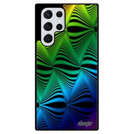 Coque pour Galaxy S22 Ultra silicone illusion d'optique case vague art visuel arc en ciel multicolore vert rigide gay pride Samsung