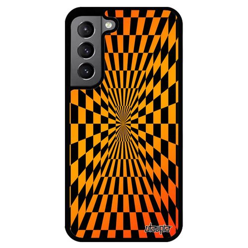 Coque Galaxy S22 Silicone Illusion D'optique Carreaux Carre Dégradé Geometrique Housse Effet Magie Etui Alu Graphique Orange Samsung
