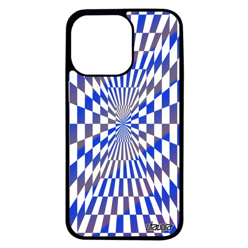 Coque Iphone 13 Pro Silicone Illusion D'optique Geometrie Carreaux Case Mirage Carre Noir Telephone Graphique Bicolore Mobile