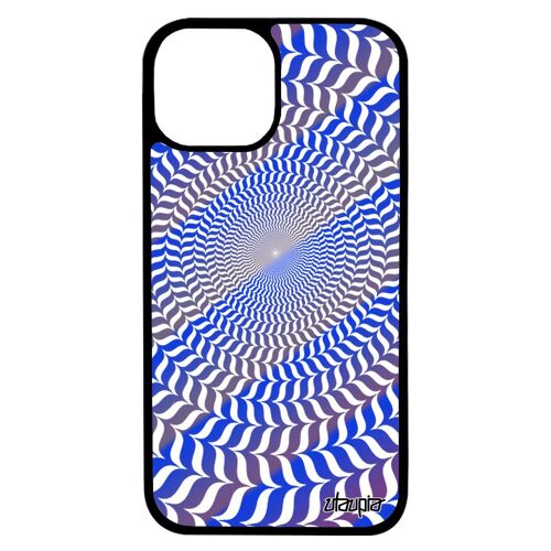 Coque telephone pour iPhone 13 pro max silicone illusion d'optique souple mobile cercle aluminium graphique bleu effet spirale