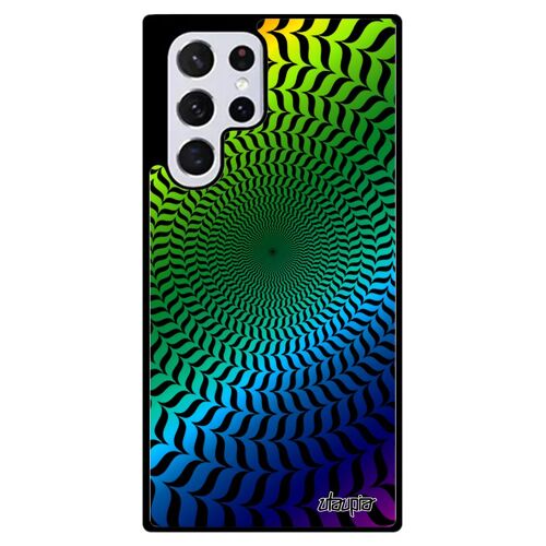 Coque En Silicone Illusion D'optique Pour S22 Ultra Spirale Vert Rigide Cercle Gay Pride Art Visuel Multicolore Noir Samsung Galaxy