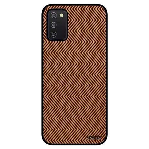 Coque En Bois Rigide Samsung Galaxy A03s Silicone Illusion D'optique Effet Femme Motif Graphique Bicolore De Protection Image Marron