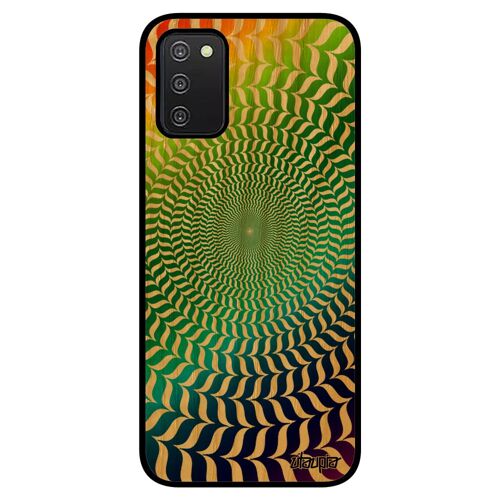 Coque Bois Samsung A03s Silicone Illusion D'optique Noir Souple Gay Pride Spirale Multicolore Rond Motif Vert Magique Mobile Galaxy