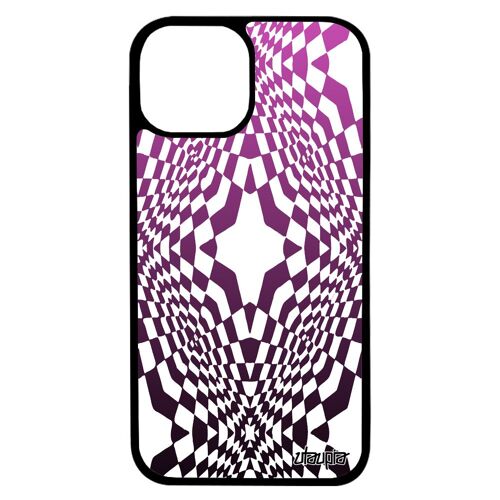 Coque silicone pour iPhone 13 pro max illusion d'optique dessin graphique effet etoile rose geometrique etui case smartphone