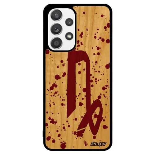 Coque Galaxy A53 Bois Silicone Signe Du Zodiaque Capricorne Tache D'encre Frêne Univers Housse Calligraphie Dessin Homme Samsung