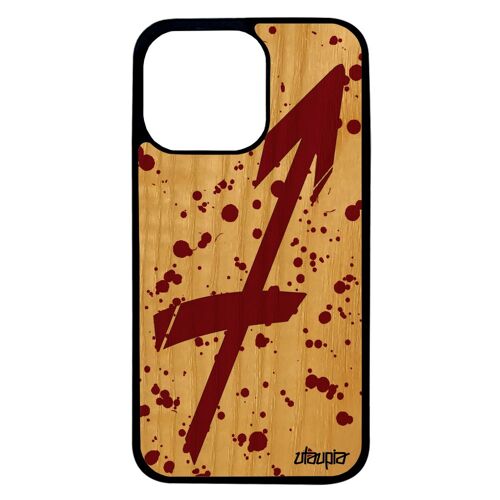 Coque Silicone Signe Du Zodiaque Sagittaire Iphone 13 Pro Bois Naturel Portable Tache D'encre Sidérale Design Horoscope Mobile