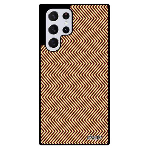 Coque Samsung S22 Ultra En Silicone Illusion D'optique Dessin Fille Vague Antichoc Art Visuel Effet Rouge Noir Triangle Motif Galaxy