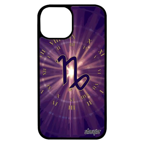 Coque Iphone 13 Mini Silicone Signe Capricorne Soleil Astrologique Du Zodiaque Galaxie Housse Violet Univers Planete Mobile De