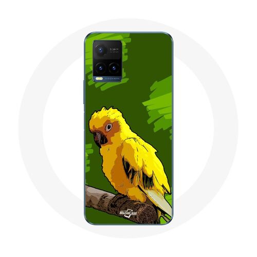 Coque Pour Vivo Y21s 2021 / Y21 2021 Oiseaux De Perruches Jaune Fond Vert