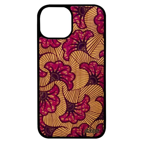 Coque Iphone 13 Mini Bois Silicone Wax Violet Coloré 4g Etui Telephone Africain Motif Imprimé Design Afrique Tissu Ethnique De