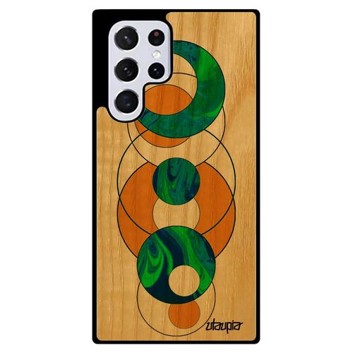 Coque Samsung S22 Ultra En Bois Silicone Marbre Motif Design Antichoc Caoutchouc Artisanal Geometrique Unique Jaune Matiere Galaxy