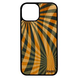 Coque Iphone 13 Mini Bois Silicone Illusion D'optique Antichoc Motif Soleil Etui Jaune Cadeau Effet Rigide Design Fond De