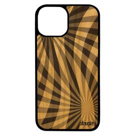 Coque Bois Pour Iphone 13 Silicone Illusion D'optique Texture Smartphone Gris Geometrique Motif Moderne Case Coloré Artisanal