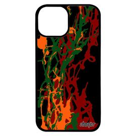 Coque iPhone 13 mini silicone peinture moderne case 4G etui dessin abstrait jolie contemporain orange caoutchouc effet design