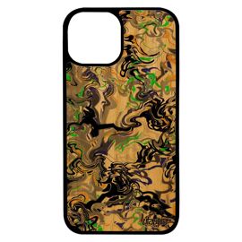 Coque bois marbre pour iPhone 13 mini silicone frêne orange forme souple fond ondulé de protection telephone jolie case effet