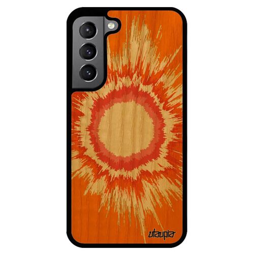 Coque pour S22 bois silicone explosion orange antichoc espace SM-S901E soleil texture modern 4G housse made in France Samsung galaxy