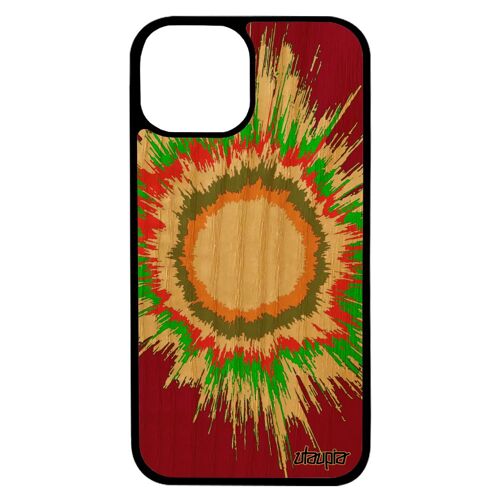 Coque Silicone Antichoc Iphone 13 En Bois Veritable Explosion Case Artisanat Galaxie Coloré Design Motif Espace Telephone