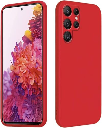 VanBeek-Z Compatible avec Coque Samsung S22 Ultra Silicone Liquide Etui Samsung Galaxy S22 Ultra Antichoc Coque de Protection Bords Droits Ultra Mince Housse (Samsung S22 Ultra, Rouge)Z517