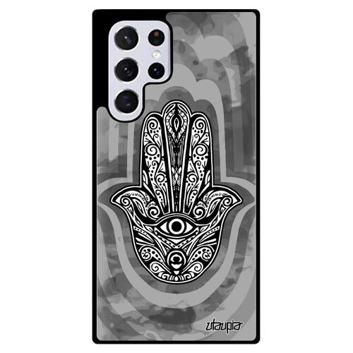 Coque S22 Ultra Silicone Main De Fatma Antichoc Symbole Noir Cadeau Aid Al-Kabîr Fatima La Hamsa Pas Cher Il Mobile Samsung Galaxy