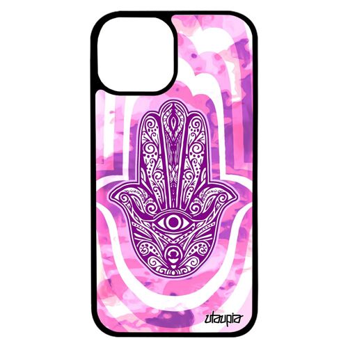 Coque De Protection Iphone 13 Mini En Silicone Main De Fatma Noir Symbole Berbere Talisman Tpu Fille Smartphone Telephone Rose