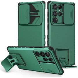 VanBeek-Z Compatible avec Coque Samsung S22 Ultra Antichoc Anti-Rayures Housse avec Cache Camera Coque Samsung Galaxy S22 Ultra Dur PC Protection Housse avec Support (Samsung S22 Ultra, Vert Foncé)Z531