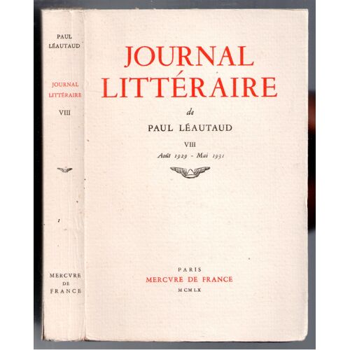 Journal Litteraire ; Tome Viii ; Aout 1929 - Mai 1931