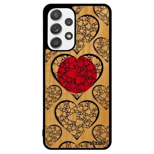 Coque Samsung Galaxy A53 bois veritable silicone drapeau japon japonais jo unique jeux olympiques noir coeur basket rigide football
