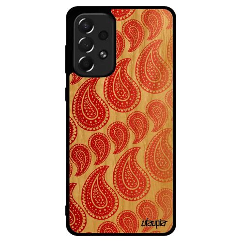 Coque bois silicone motif cachemire A73 cadeau d'anniversaire multicolore indienne indien portable pas cher Rouge Samsung galaxy