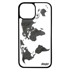 Coque Iphone 13 Silicone Carte Monde Globe Antichoc Terre Gris Planete Case Jolie Effet Telephone Souple Pays Motif Geographie