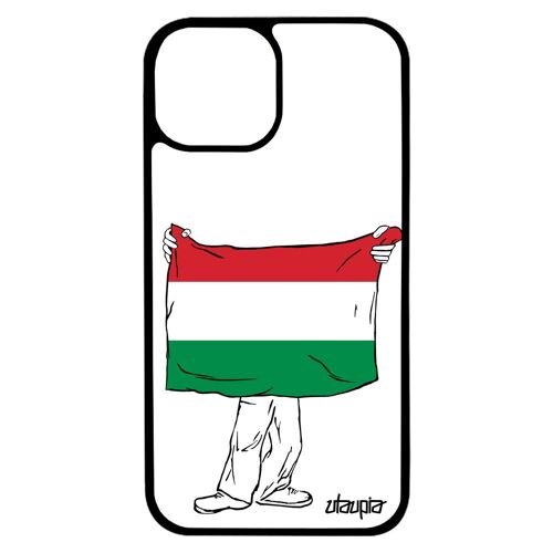 Coque pour iPhone 13 mini en silicone drapeau hongrie hongrois personnalisé case Euro foot coupe d'europe noir souple football