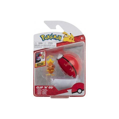 Coffret Pokemon Pokeball - Poussifeu Et Sa Poké Ball Rouge Et Blanche - Pokéball - Clip 'N' Go - Figurine - Set Garçon + 1 Carte Animaux