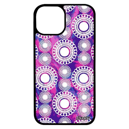 Coque Iphone 13 Mini Silicone Motif Floral Housse Motif Impression Tpu Indien Floraux Ethnique Dessin Violet Coloré Fleur Etui