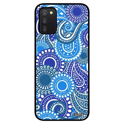 Coque Samsung Galaxy A03S silicone Motif cachemire Bleu fantaisie personnalisé indien Femme coloré case imprimé motif made in France