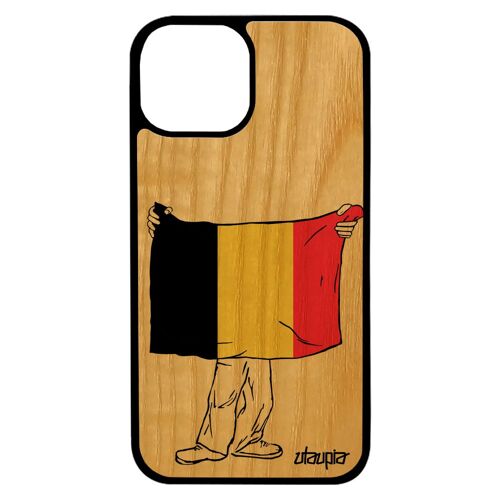 Coque Bois Iphone 13 Mini Silicone Drapeau Belgique Belge Football Basket 512 Go Antichoc Housse Jo Euro Jeux Olympiques Foot
