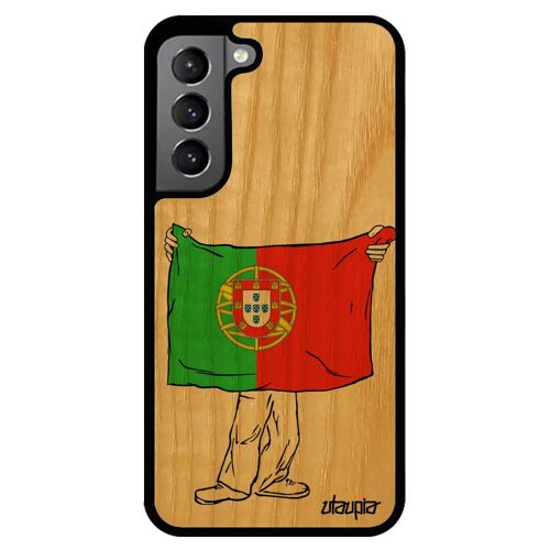 Coque S22 Bois Silicone Drapeau Portugal Portugais De Protection Jeux Olympiques Euro Basket Foot Telephone Antichoc Samsung Galaxy