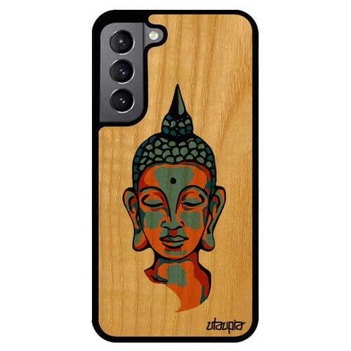 Coque Bouddha S22+ Plus Bois Silicone Jolie Tibet Pochoir Hindou Portable Personnalisé Cover Illustration Homme Zen Samsung Galaxy