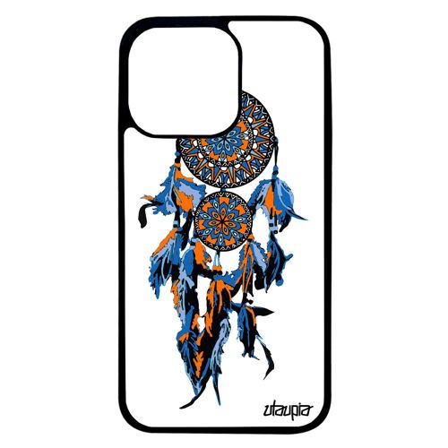 Coque attrape reve iPhone 13 pro silicone ethnic hippie antichoc cover alu dreamcatcher enfant maya Bleu capteur de artisanale