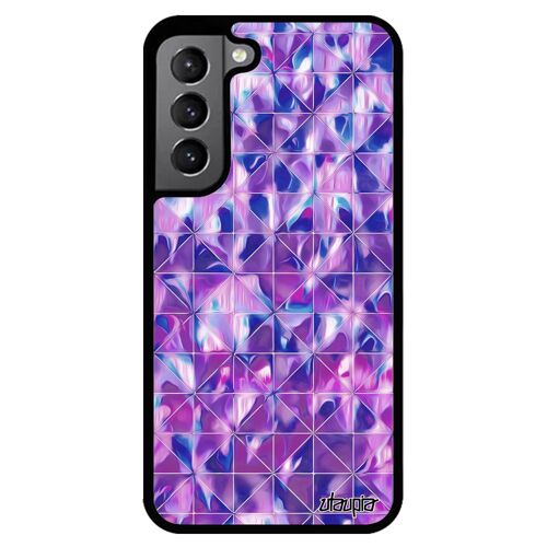 Coque silicone Samsung S22 design carreau nature bumper motif original losange antichoc marbre violet texture souple fond de galaxy