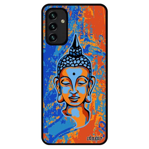 Coque A13 4G en silicone bouddha hindou portrait personnalisé journal TPU dessin jolie zen noir pochoir bouddhisme etui Samsung galaxy