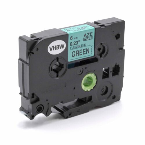 vhbw Ruban compatible avec Brother PT 1000, 1000F, 1000BTS, 1005 imprimante d'étiquettes 8m x 6mm Noir sur Vert, flexible, laminée