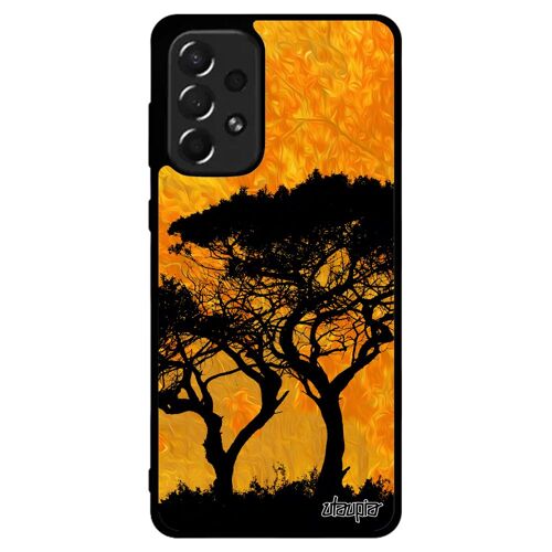 Coque Pour A73 Silicone Arbres Paysage Orange Portable Afrique Design Savane Zen Ecologie Nature Peinture Rigide De Samsung Galaxy