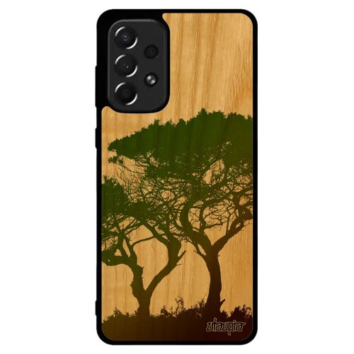 Coque Bois Pour Samsung A73 Silicone Arbres Branche Nature Peinture De Protection Marron Paysage Unique Zen Mobile Ecologie Galaxy